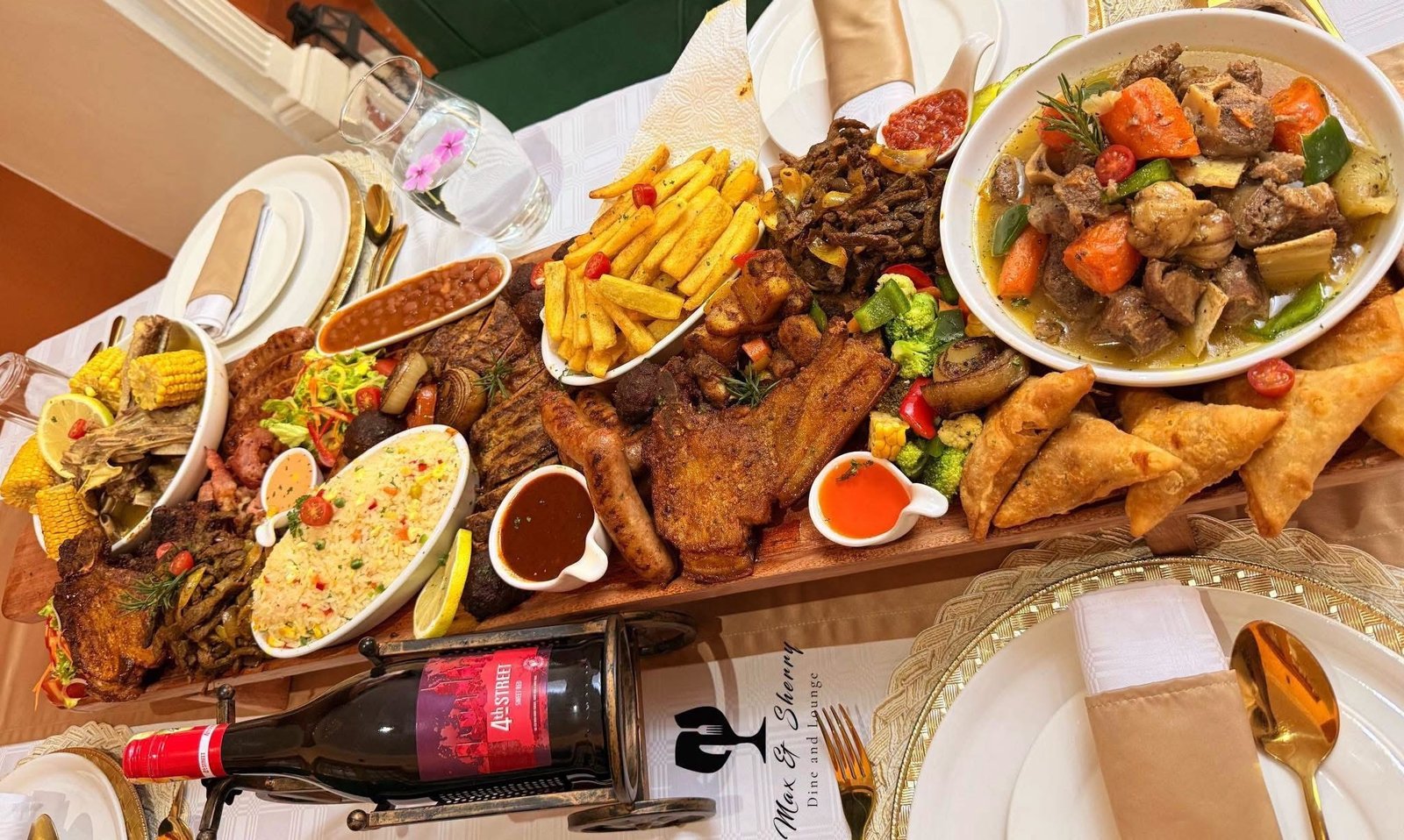 A generous Max and Sherry sharing platter